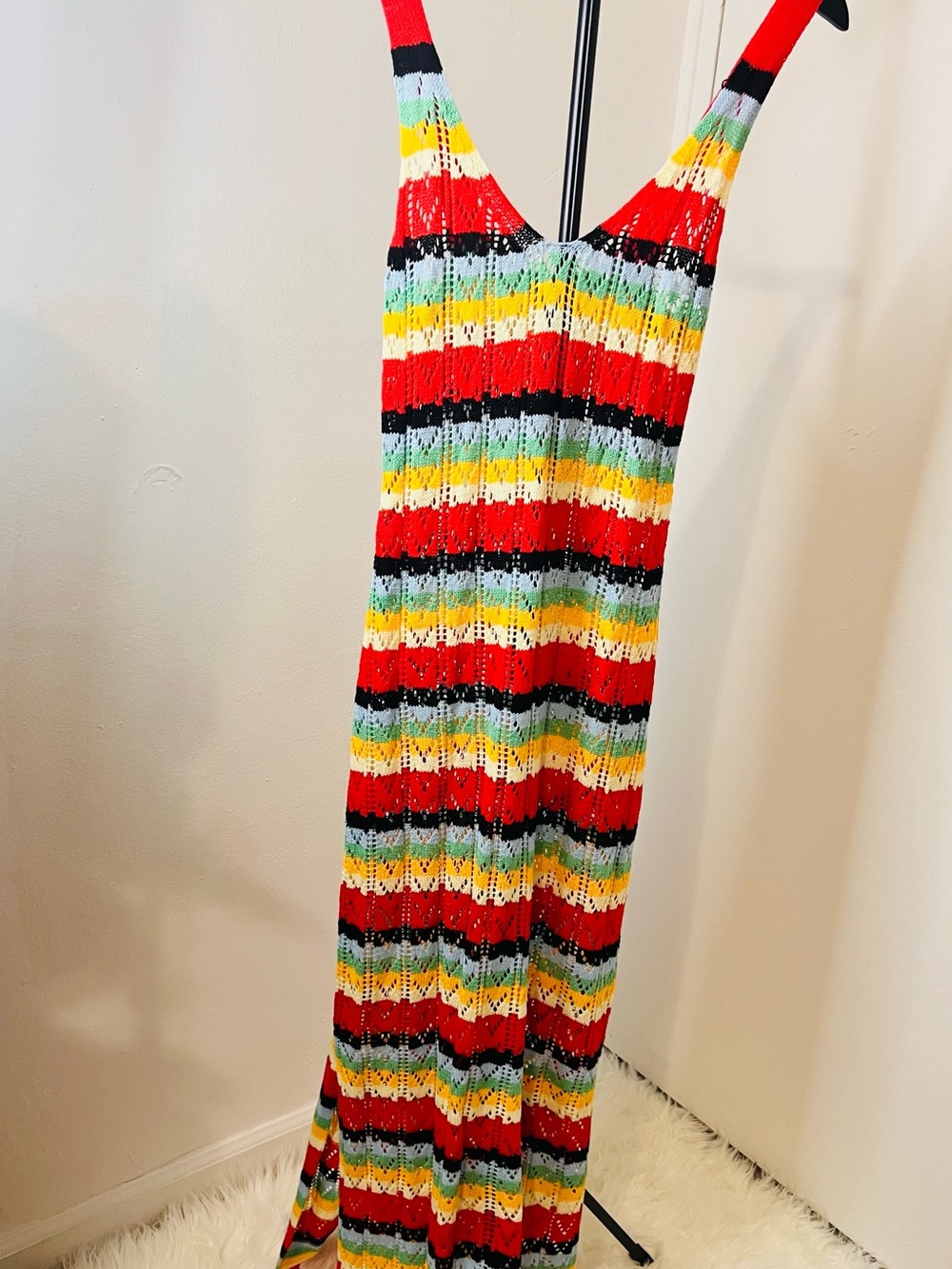 Sleeveless Multicolor Striped Knit Maxi Dress - Picture 3 of 4